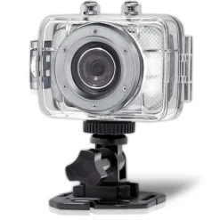 Mini HD Sports Camera 720p Touchscreen Waterproof Case Silver<Pyle Best