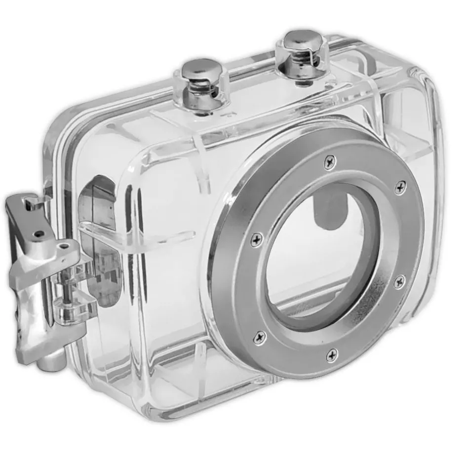 Mini HD Sports Camera 720p Touchscreen Waterproof Case Silver<Pyle Best