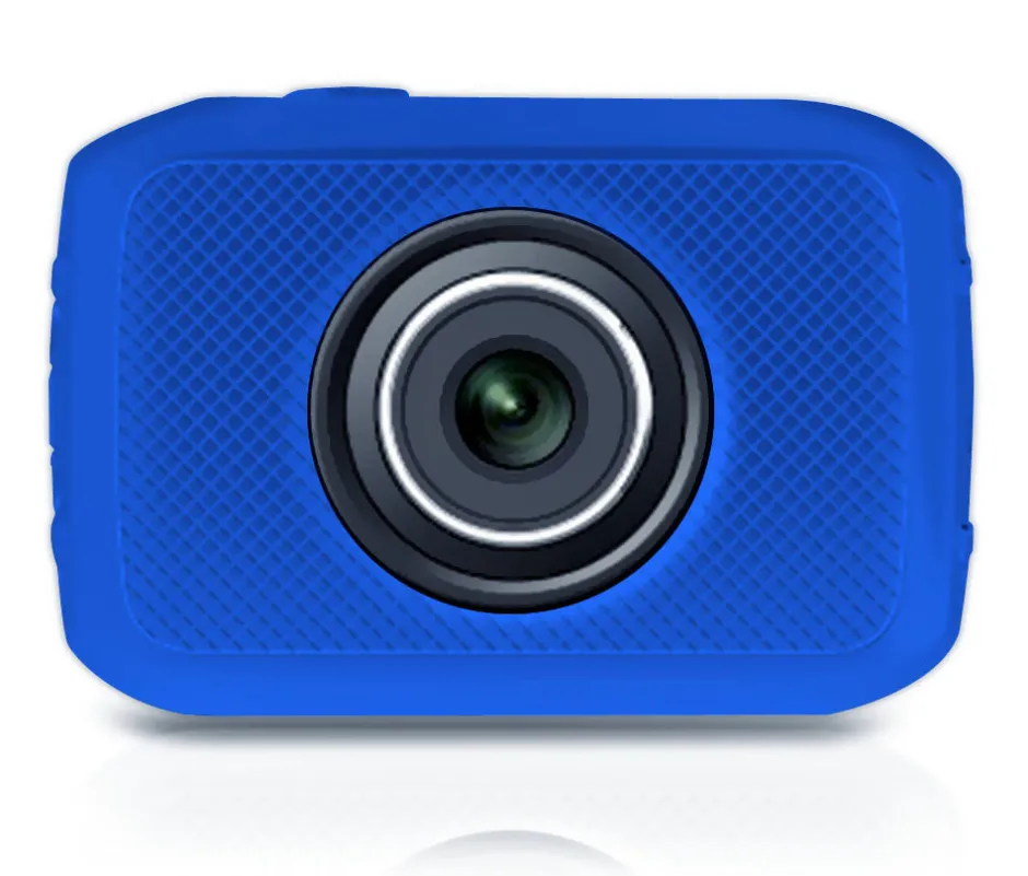 Mini HD Sports Camera 720p Touchscreen Waterproof Case Blue<Pyle Outlet