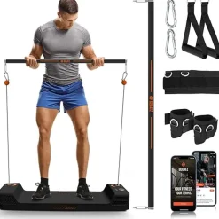 Mini Home Gym: Full Body Workouts, 150lb Resistance, LED Display, Orange<SQUATZ Hot