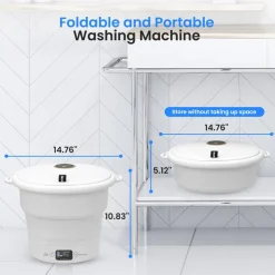 Mini Portable Washing Machine, Energy-Saving Foldable Design, White<SereneLife Best