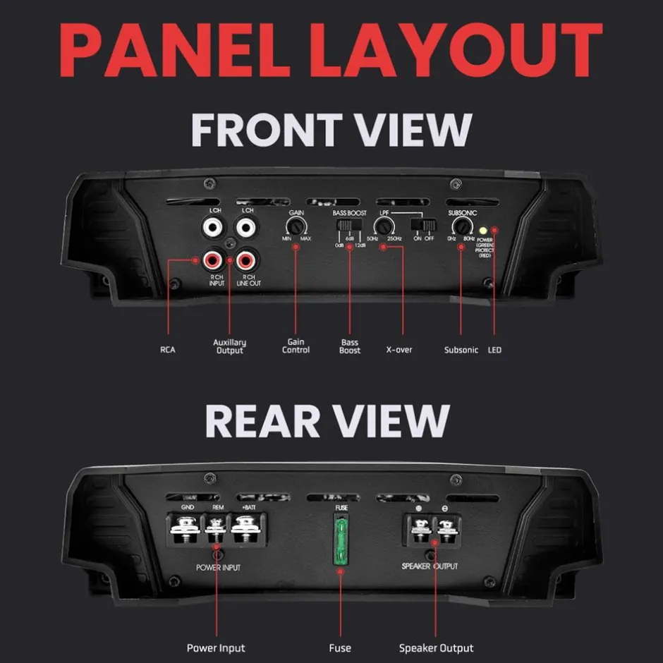 Monoblock Car Audio Amp 2000W 2-Ohm Stable Mosfet Chrome Inputs<Lanzar Sale