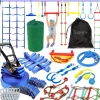 Ninja Warrior Obstacle Course 50ft Slackline Set with 18 Attachments Blue<SereneLife Best