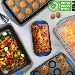 Nonstick Bakeware Set 6-Piece Easy Clean Carbon Steel Gray<NutriChef Outlet