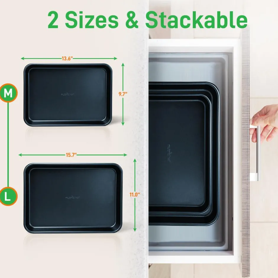 Non-Stick Baking Pans Set, Easy Clean, Carbon Steel, Blue<NutriChef Hot
