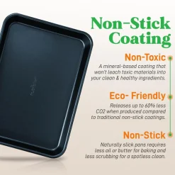Non-Stick Baking Pans Set, Easy Clean, Carbon Steel, Blue<NutriChef Hot