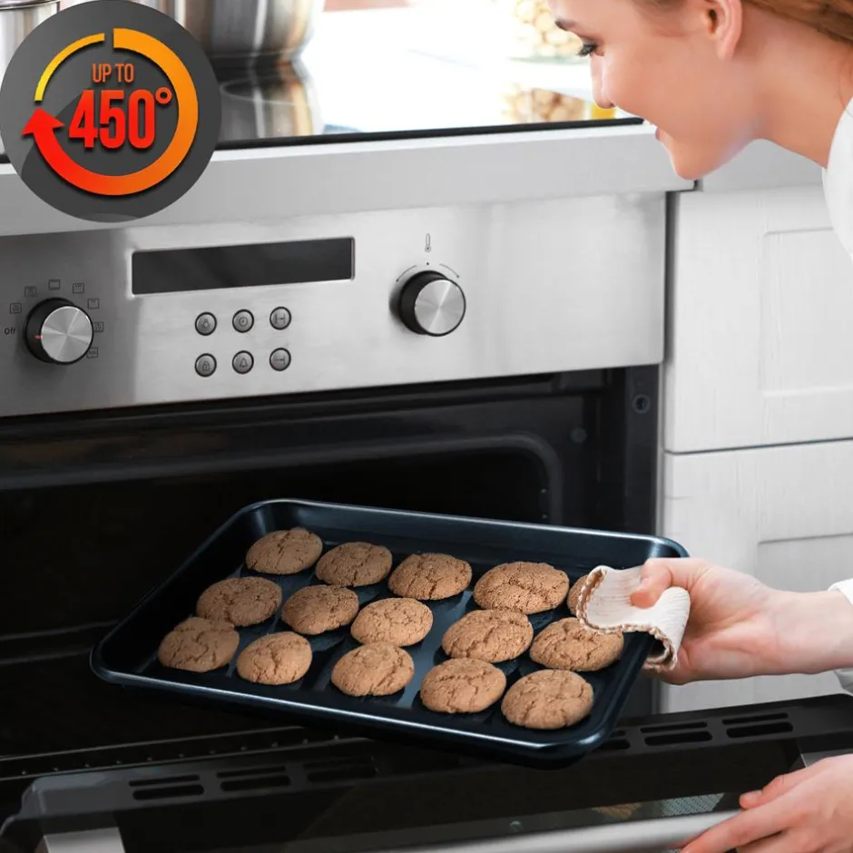 Non-Stick Baking Pans Set, Easy Clean, Carbon Steel, Blue<NutriChef Hot