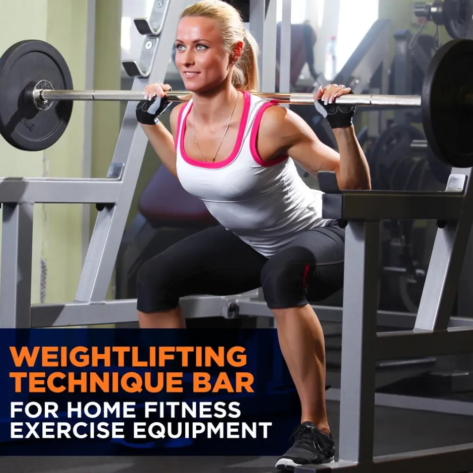 Olympic Barbell 7ft - Durable Chrome, Non-Slip Grip, 300lb Capacity<SereneLife