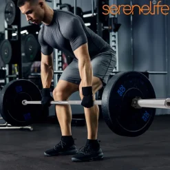 Olympic Barbell 7ft - Durable Chrome, Non-Slip Grip, 300lb Capacity<SereneLife