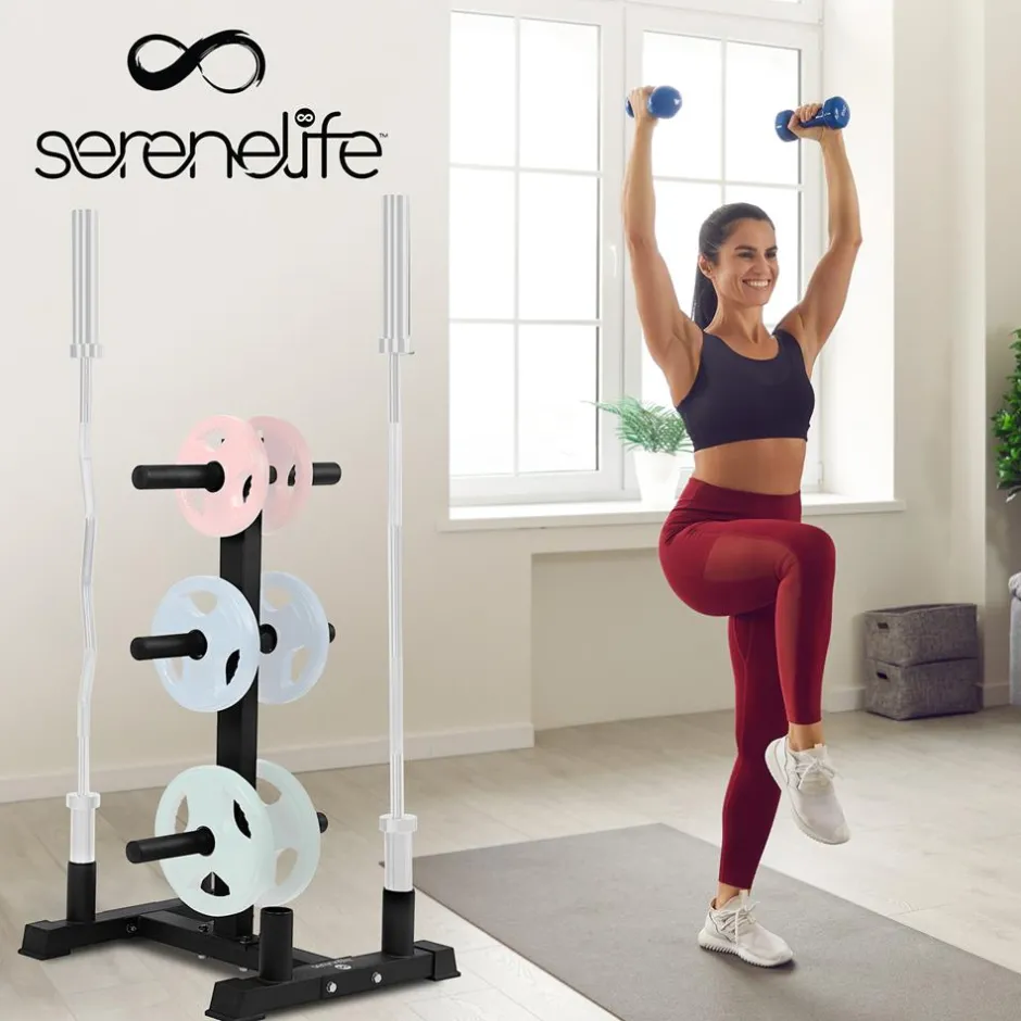 Olympic Weight Rack 800lb Capacity Steel Scratch-Resistant Frame<SereneLife