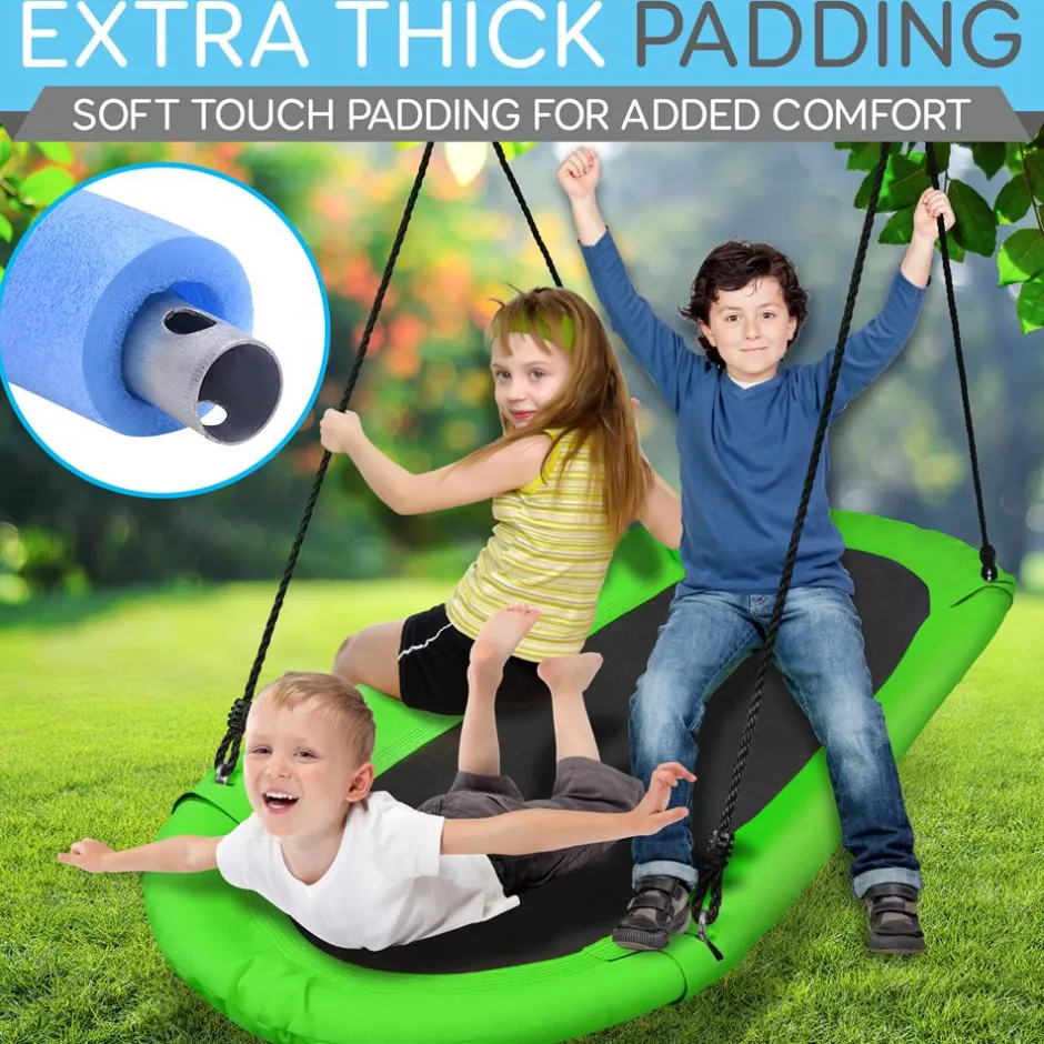 Outdoor Oval Tree Swing - Relaxing Fun - Padded Frame, Waterproof - Green<SereneLife Best
