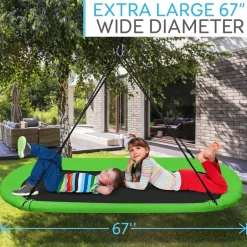 Outdoor Oval Tree Swing - Relaxing Fun - Padded Frame, Waterproof - Green<SereneLife Best