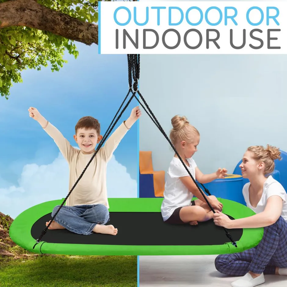 Outdoor Oval Tree Swing - Relaxing Fun - Padded Frame, Waterproof - Green<SereneLife Best