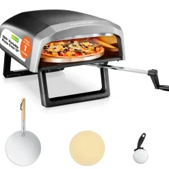 Outdoor Pizza Oven - 1-Min Cook - Rotating Stone - Carbon Steel<NutriChef Sale