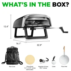 Outdoor Pizza Oven - 1-Min Cook - Rotating Stone - Carbon Steel<NutriChef Sale
