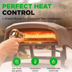 Outdoor Pizza Oven, 1-Min Cook, Rotating Stone, Carbon Steel<NutriChef Outlet