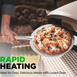 Outdoor Pizza Oven, 1-Min Cook, Rotating Stone, Carbon Steel<NutriChef Outlet