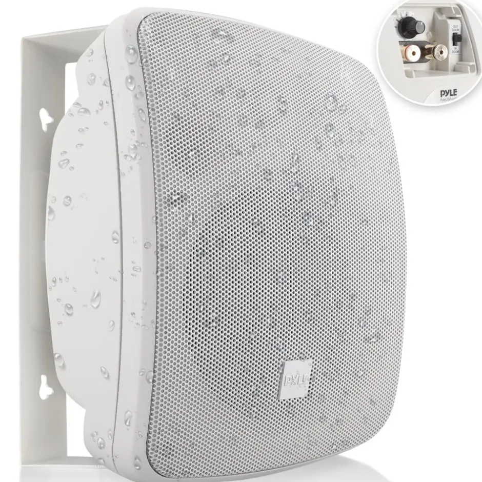 Outdoor Waterproof Speaker - Deep Bass, 2-Way Stereo, White<Pyle Best