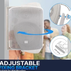 Outdoor Waterproof Speaker - Deep Bass, 2-Way Stereo, White<Pyle Best