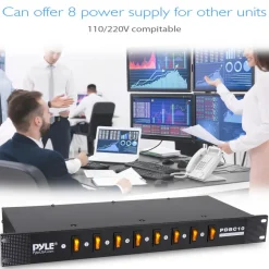 8-Outlet Rack Mount Power Strip, Surge Protection, Digital Display<Pyle Hot