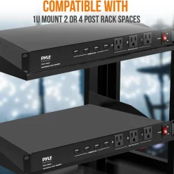 19-Outlet Rackmount Power Strip Surge Protector 4 USB Ports 15FT Cord<Pyle