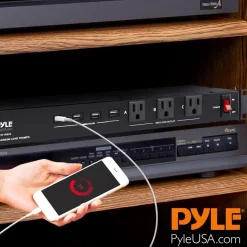 19-Outlet Rackmount Power Strip Surge Protector 4 USB Ports 15FT Cord<Pyle