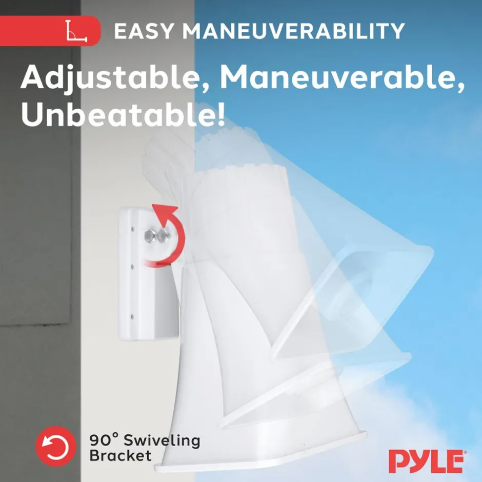 PA Horn Speaker 50W Clear Sound ABS White with Mounting Bracket<Pyle Best