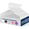 100-Pack Heavy Duty Plastic Hangers - Space-Saving, Smooth White Design<SereneLife Online