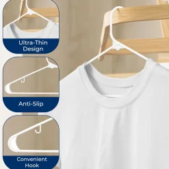 100-Pack Heavy Duty Plastic Hangers - Space-Saving, Smooth White Design<SereneLife Online