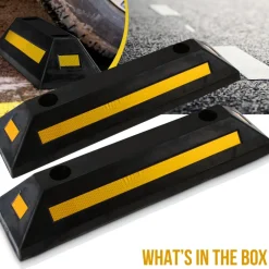 2-Pack Heavy Duty Wheel Stops for Parking, Reflective Rubber, Yellow<Pyle Hot