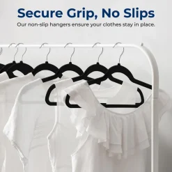 200-Pack Velvet Hangers Non-Slip 360° Swivel Hook Space-Saving Black<SereneLife Clearance