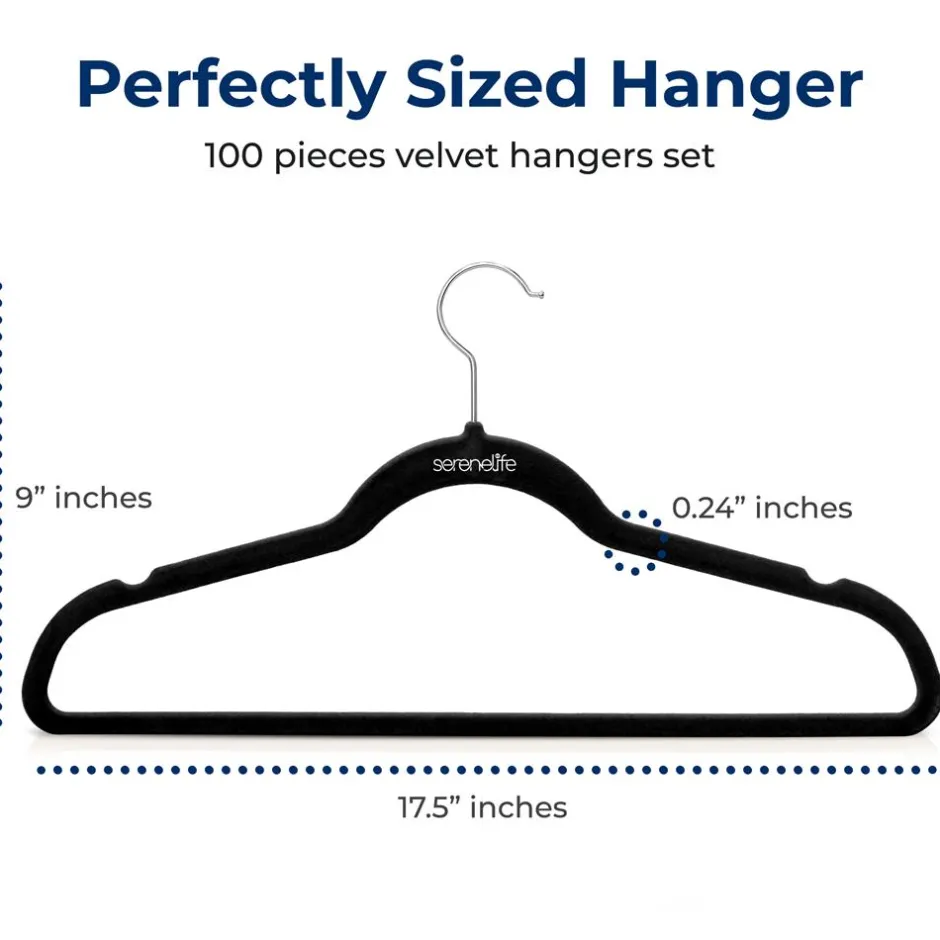 100-Pack Velvet Hangers Non-Slip Space-Saving Swivel Hook<SereneLife Best