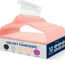 10-Pack Velvet Hangers Non-Slip Space-Saving 360¬∞ Swivel Hook Pink<SereneLife Best