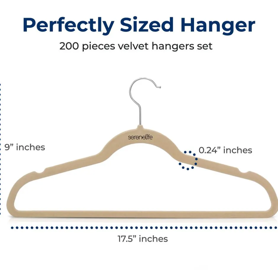 200-Pack Velvet Hangers Non-Slip 360° Swivel Hook Ivory<SereneLife Best