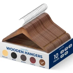 10-Pack Vintage Wooden Hangers - Space-Saving, 360¬∞ Swivel Hook<SereneLife Hot