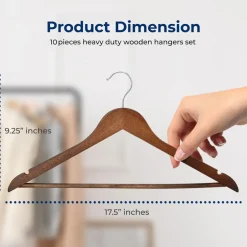 10-Pack Vintage Wooden Hangers - Space-Saving, 360¬∞ Swivel Hook<SereneLife Hot
