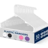 50-Pack White Plastic Hangers - Space-Saving, Durable, Non-Snag Design<SereneLife New