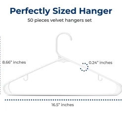 50-Pack White Plastic Hangers - Space-Saving, Durable, Non-Snag Design<SereneLife New