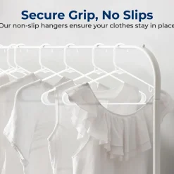 50-Pack White Plastic Hangers - Space-Saving, Durable, Non-Snag Design<SereneLife New