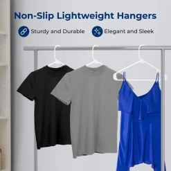 50-Pack White Plastic Hangers - Space-Saving, Durable, Non-Snag Design<SereneLife New