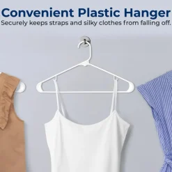 50-Pack White Plastic Hangers - Space-Saving, Durable, Non-Snag Design<SereneLife New