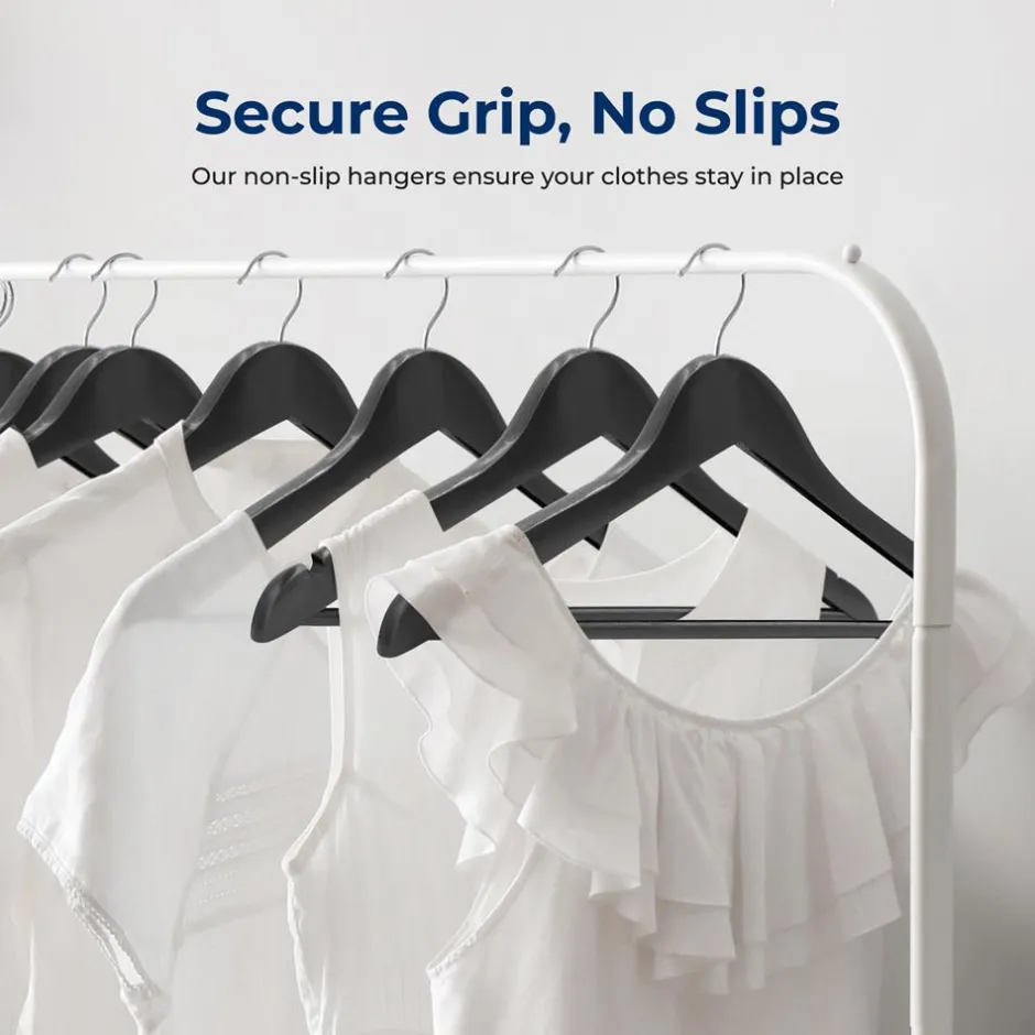 20-Pack Wooden Hangers, Heavy-Duty, 360° Swivel Hook, Black<SereneLife Hot