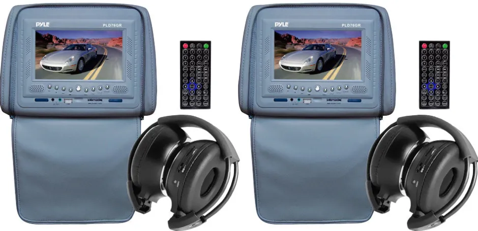 Pair Of Adjustable Headrests W/ Built-In<Pyle Outlet