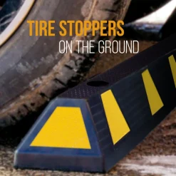 Parking Curb Stopper, Protects Bumpers, Heavy-Duty Rubber, Yellow Strips<Pyle Discount
