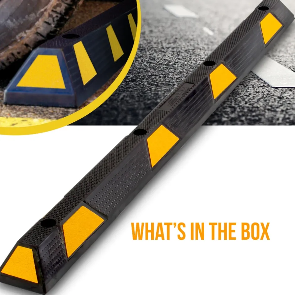 Parking Curb Stopper, Protects Bumpers, Heavy-Duty Rubber, Yellow Strips<Pyle Discount