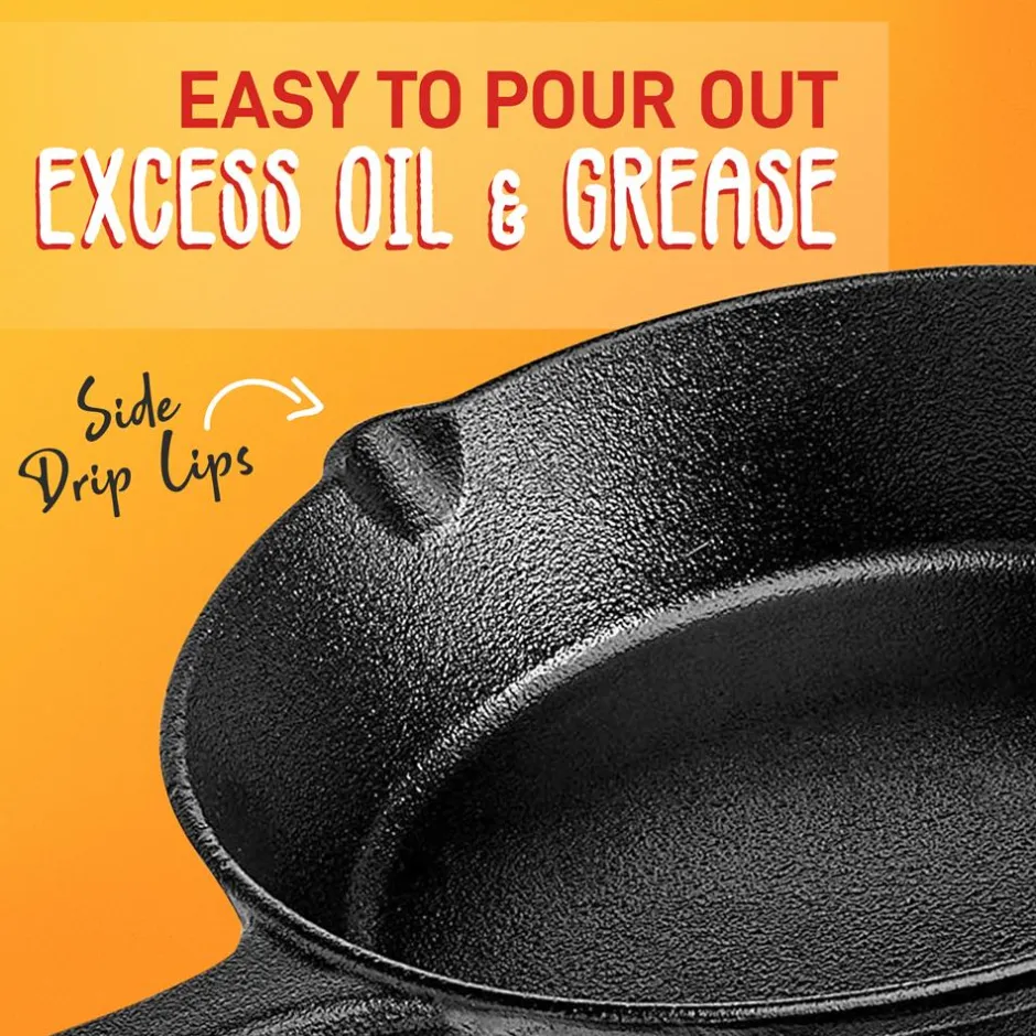 3pc Cast Iron Skillet Set - Nonstick, Even Heat, Silicone Handles<NutriChef Sale