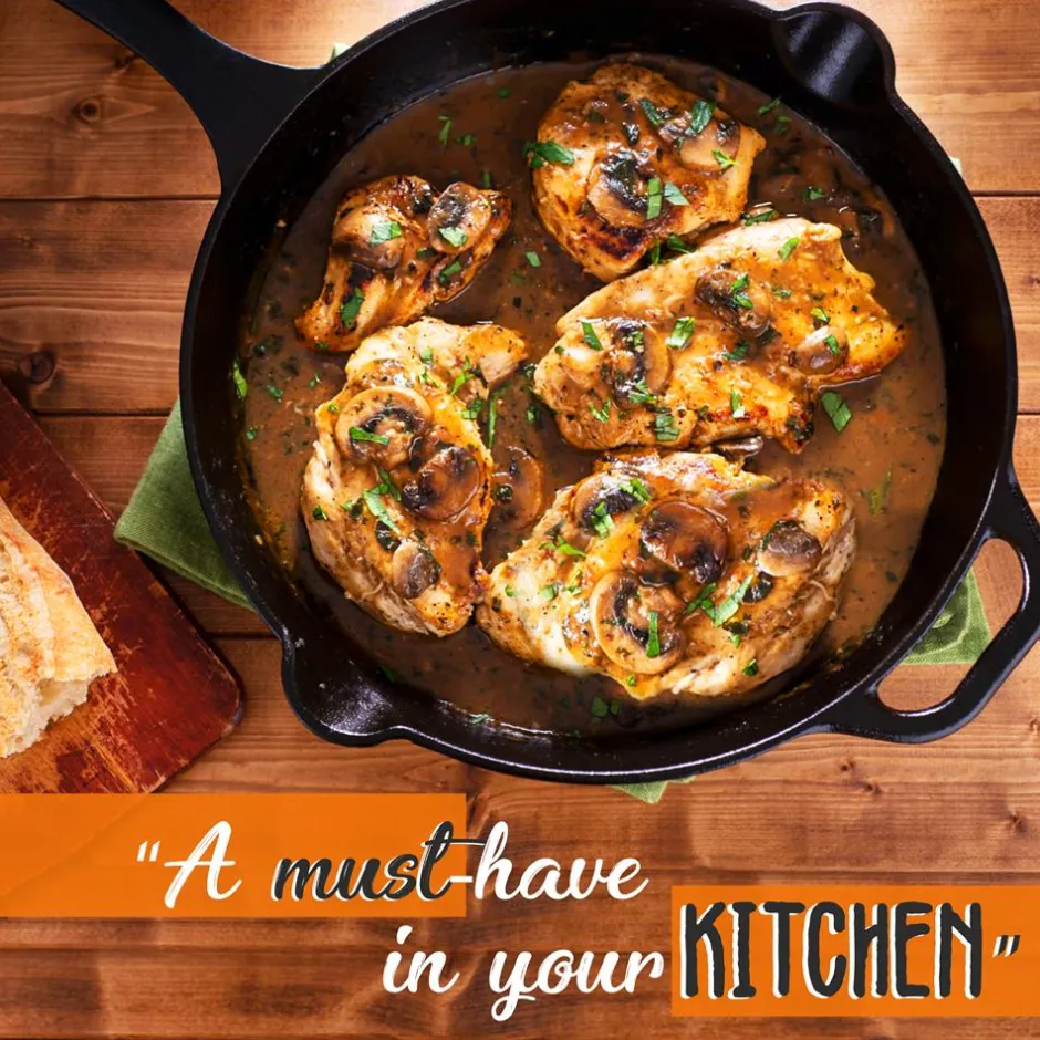 3pc Cast Iron Skillet Set - Nonstick, Even Heat, Silicone Handles<NutriChef Sale