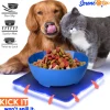 Pet Bowl & Mat Set, Mess-Free Feeding, Non-Slip, Easy Clean, Blue<SereneLife Sale