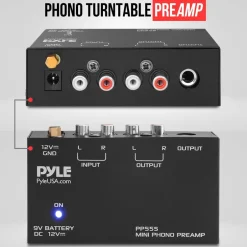Phono Turntable Preamp - Low Noise, RCA Input/Output, Battery Option<Pyle Best