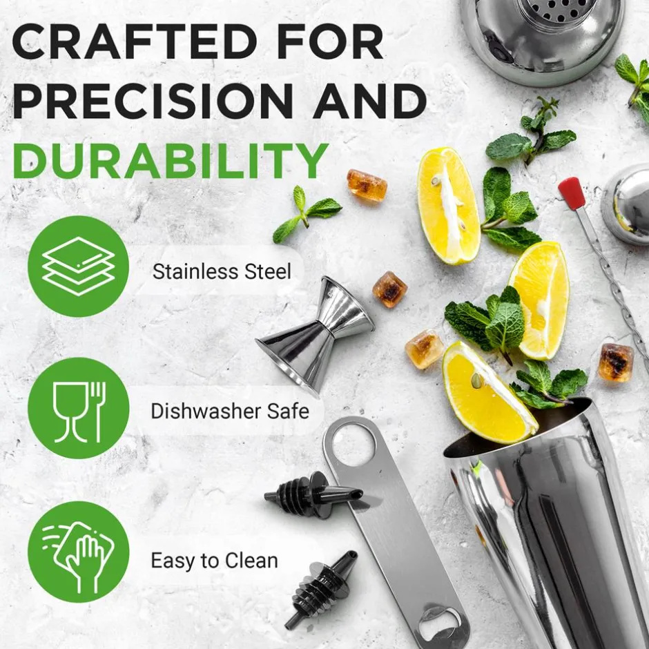 7-Piece Bartender Set - Create Cocktails - Stainless Steel, Dishwasher Safe<NutriChef Online